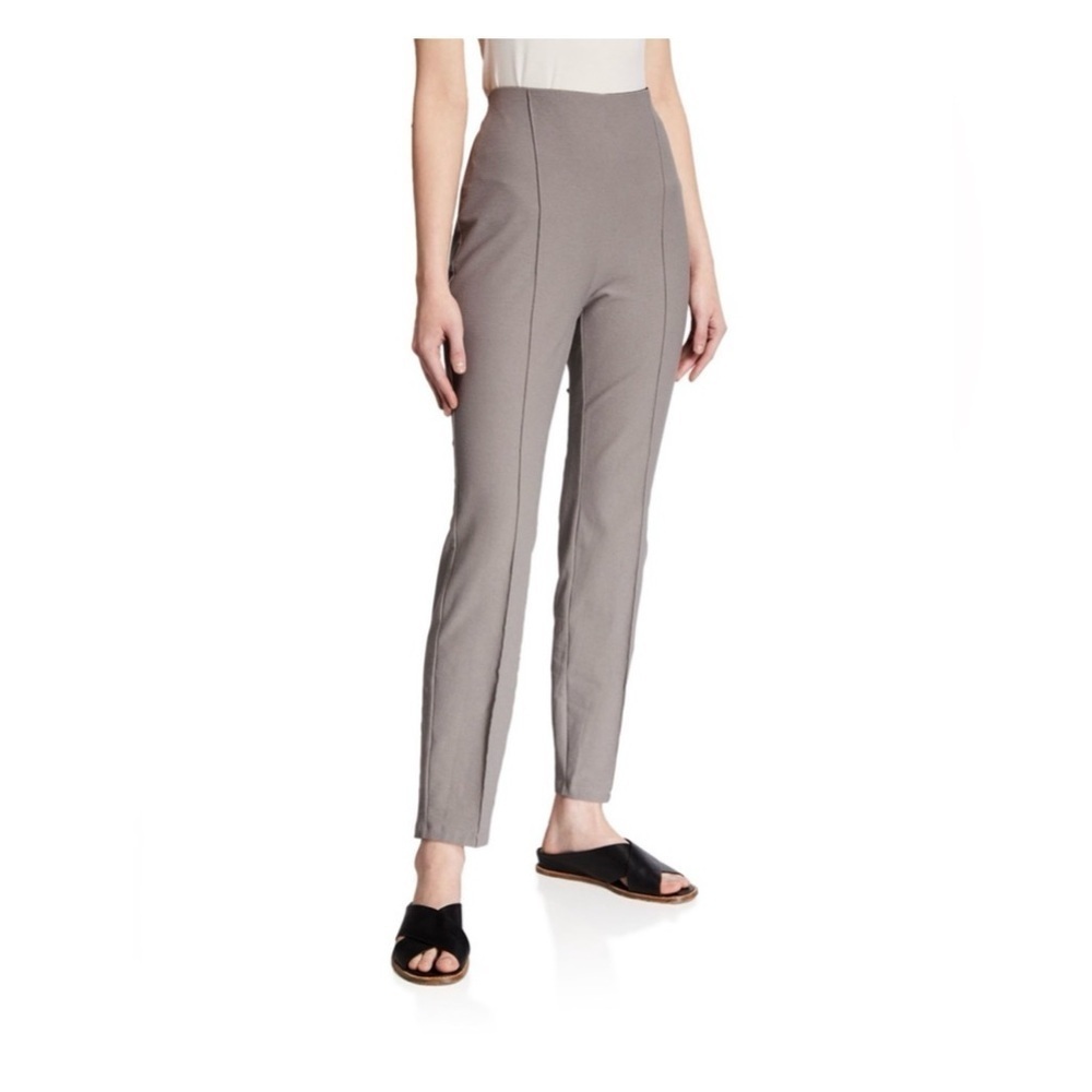 Eileen Fisher Washable Stretch Crepe Gray Pintuck Ankle Pants Size L/P